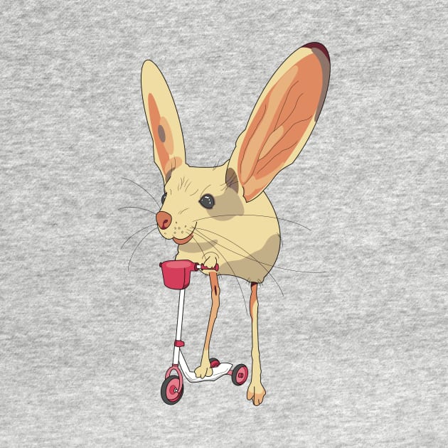 Jerboa rodent mouse riding a pink scooter by Fruit Tee